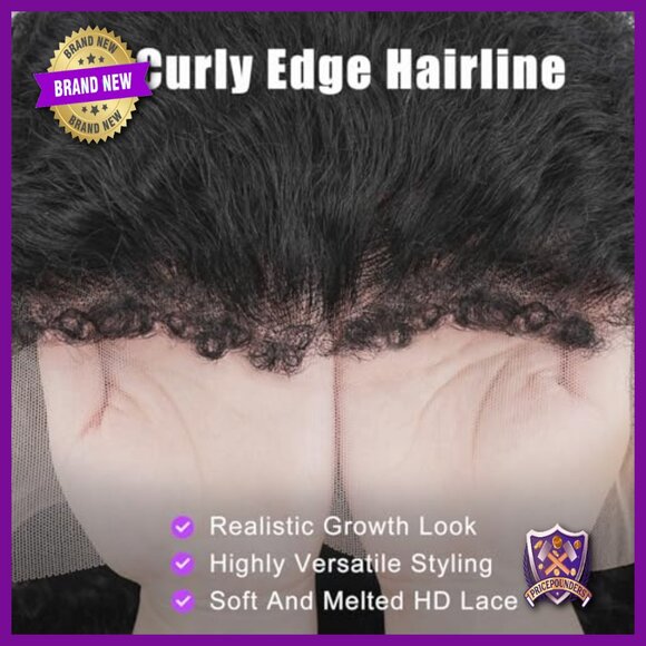 13x6 HD Lace Front Human Hair Wig 250% Density Curly Edges 24 Inch main image 5